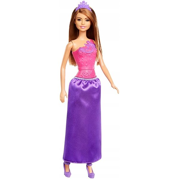 Barbie Brünette Prinzessin 32,5 cm mit rosa Kleid und lila Krone