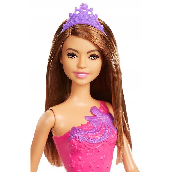 Barbie Brünette Prinzessin 32,5 cm mit rosa Kleid und lila Krone