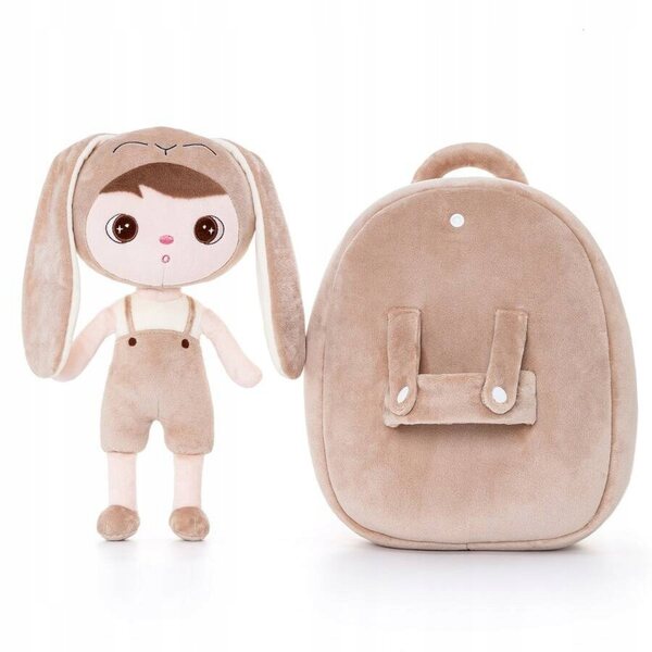 Metoo zaino personalizzato 2in1 Beige con bambola Króliś - nome incluso