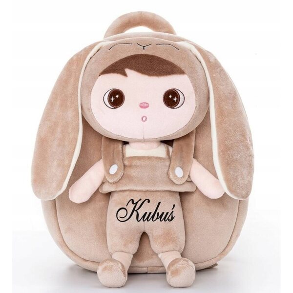 Metoo zaino personalizzato 2in1 Beige con bambola Króliś - nome incluso