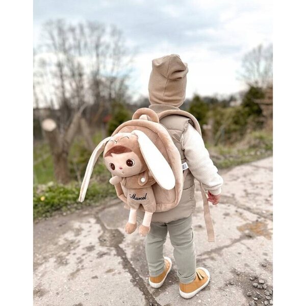 Metoo zaino personalizzato 2in1 Beige con bambola Króliś - nome incluso