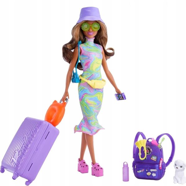 Lalcka Barbie Teresa auf Reisen mit Zubehörset und Hund für Kinder ab 3 Jahren