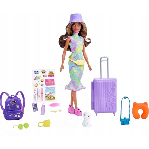 Lalcka Barbie Teresa auf Reisen mit Zubehörset und Hund für Kinder ab 3 Jahren