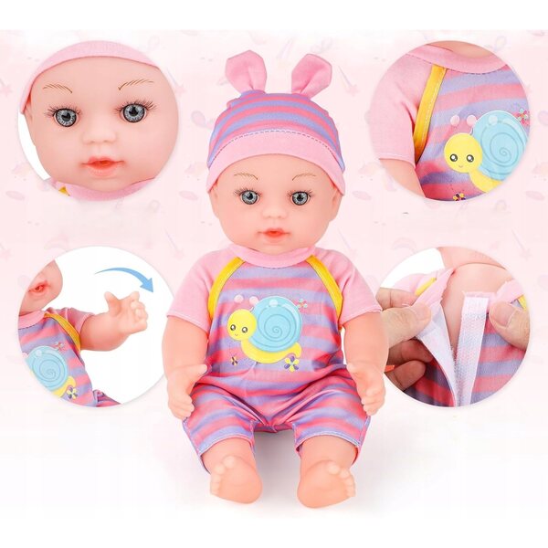 Komplettes Puppenset mit Kinderwagen und Zubehör für Kinder ab 2 Jahren