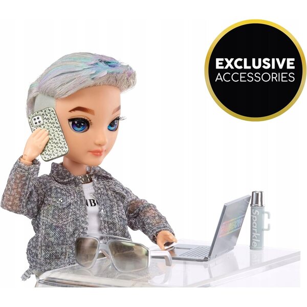 Rainbow High Aidan Russell Fashion Doll con accessori e supporto, Fashion Purple