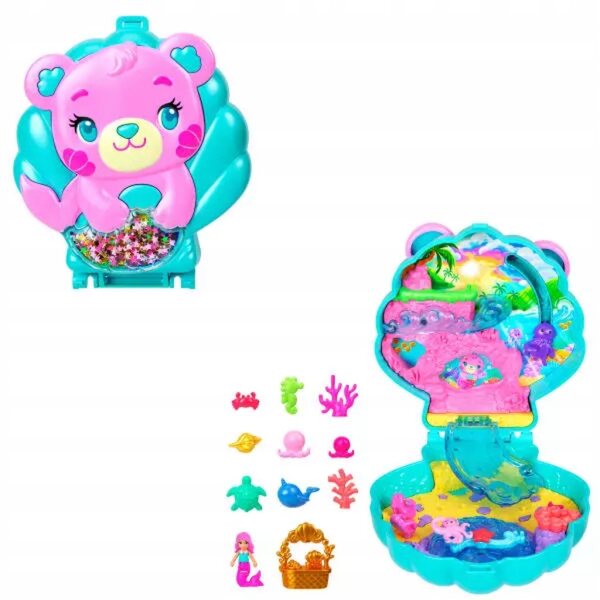 Polly Pocket Glitter Island: Компактен комплект с микро кукла и тематични аксесоари