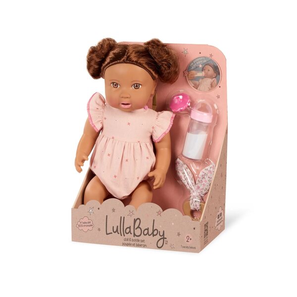 LullaBaby Bambola Neonato con Bottiglia e Accessori per Bambini 2+ Anni