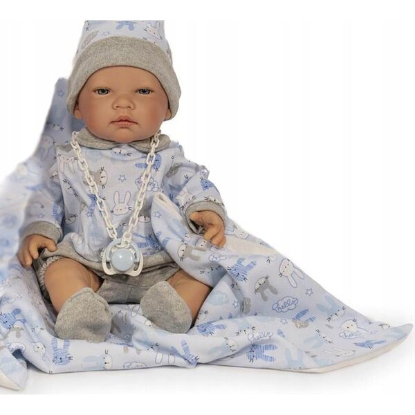 Bambola Nines d'Onil Recién 45 cm con vestito blu e accessori per bambini 3+