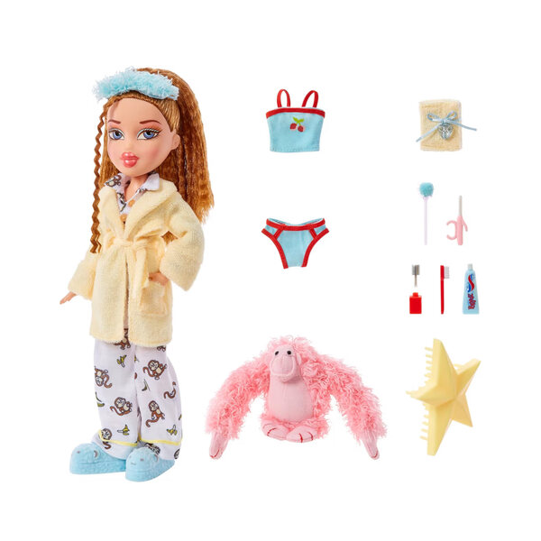Bratz Slumber Party Meygan con accessori e 2 completi pigiama per bambine 7+