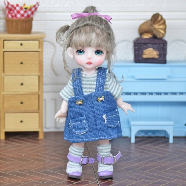 Bambola Modella 1/8 BJD con Abiti, Parrucche e Accessori per Bambini 3+