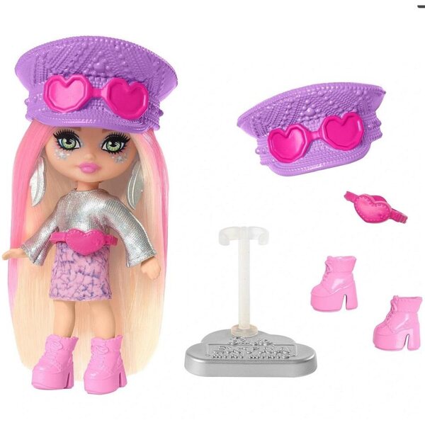 Barbie Extra Mini Minis Hippie 8,3 cm mit modischen Accessoires und Kleidung