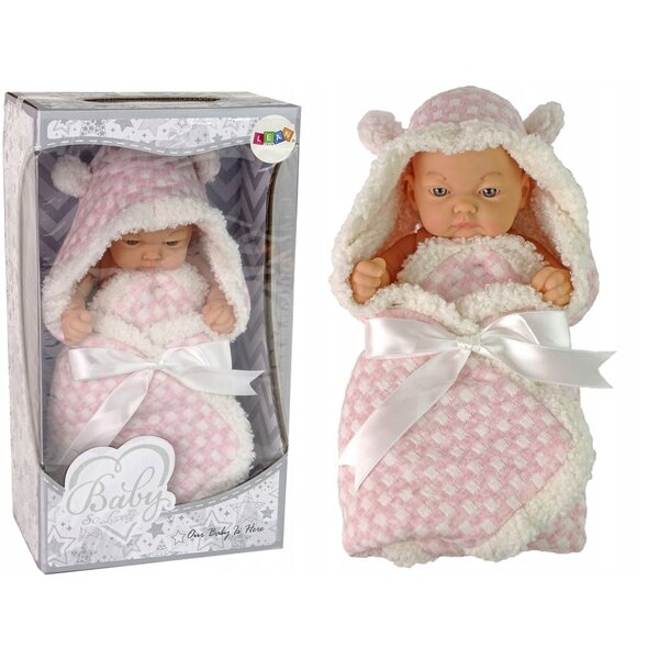 Dolce bebè avvolta in un caldo becik rosa con fiocco - LEAN Toys