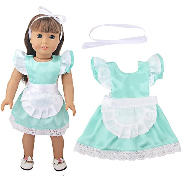 Kleid für 18-Zoll-amerikanische Puppen mit Schärpe – 2er-Set Hellgrün