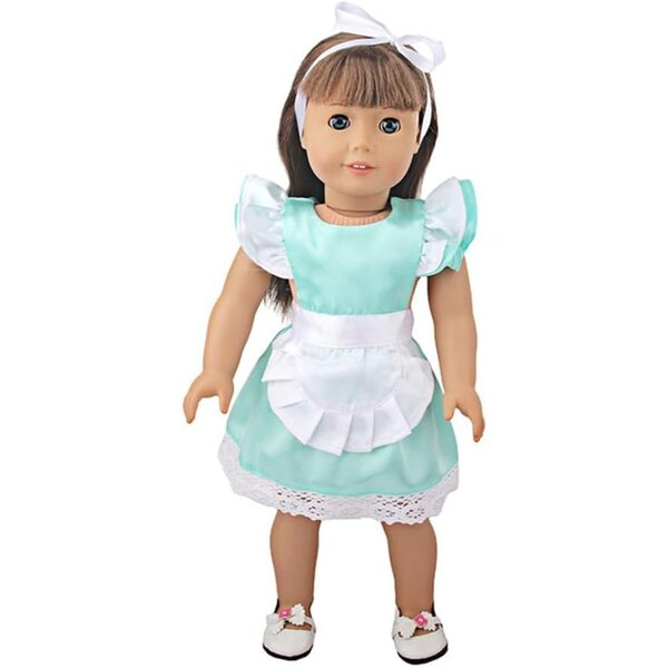 Kleid für 18-Zoll-amerikanische Puppen mit Schärpe – 2er-Set Hellgrün