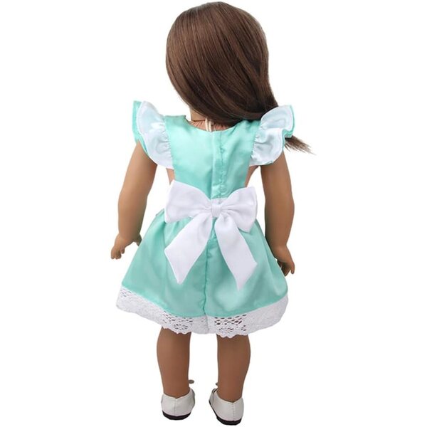 Kleid für 18-Zoll-amerikanische Puppen mit Schärpe – 2er-Set Hellgrün