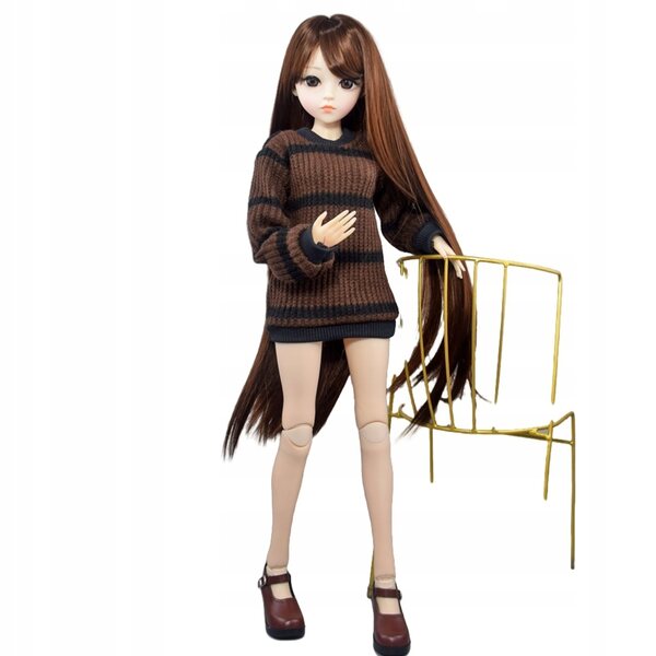 Bambola BJD 60 cm con trucco meccanico, vestiti, parrucca e scarpe inclusi