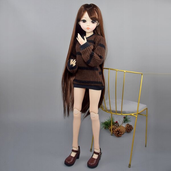 Bambola BJD 60 cm con trucco meccanico, vestiti, parrucca e scarpe inclusi