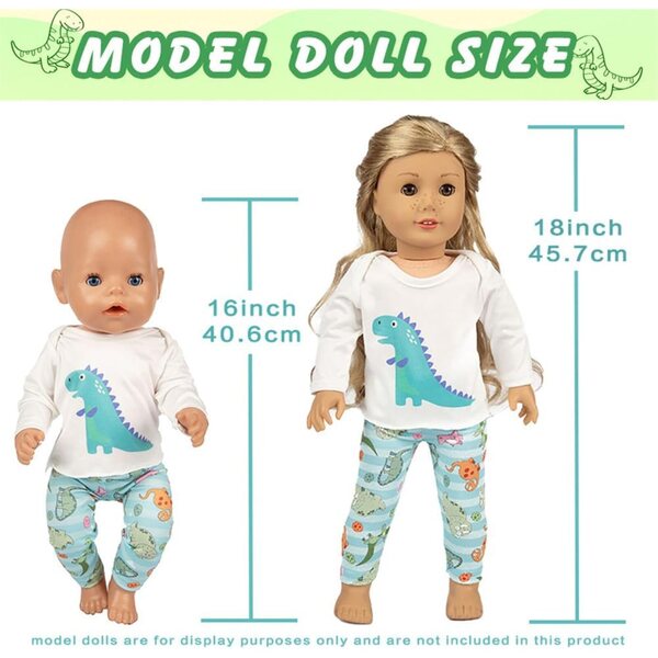 Amerikanische Puppenkleidung, 18 Zoll, Tier-Pyjama-Set, Oberteil und Hose