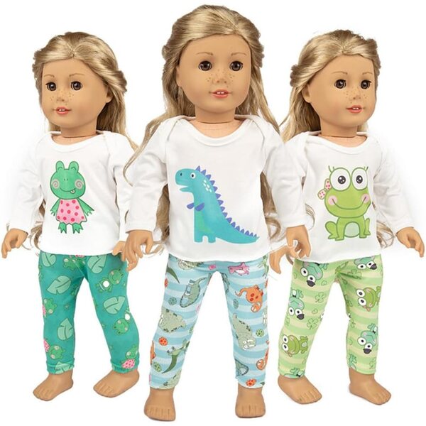 Amerikanische Puppenkleidung, 18 Zoll, Tier-Pyjama-Set, Oberteil und Hose