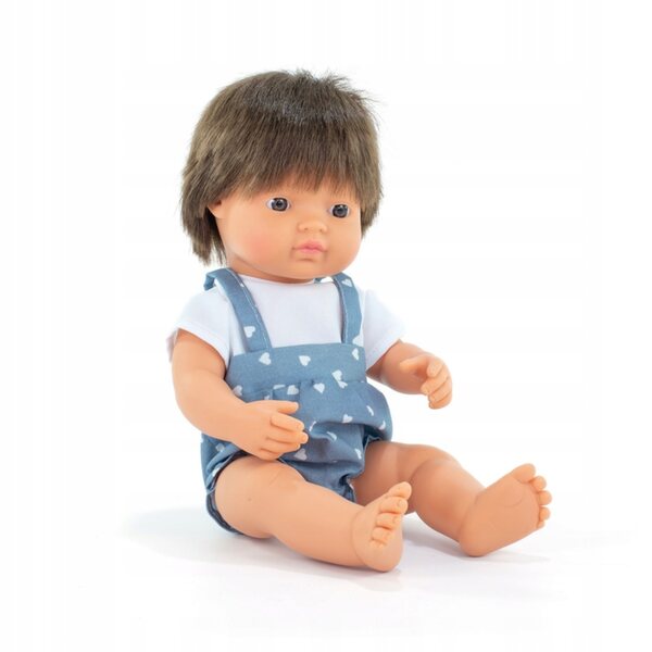 Miniland Europäische Jungenpuppe 38 cm mit braunen Haaren – My Friends & Me