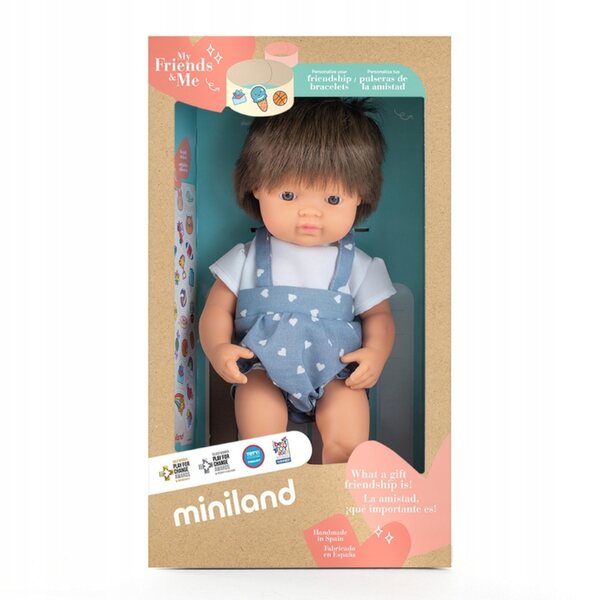 Miniland Europäische Jungenpuppe 38 cm mit braunen Haaren – My Friends & Me