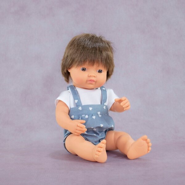 Miniland Europäische Jungenpuppe 38 cm mit braunen Haaren – My Friends & Me