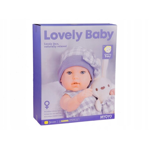 Bambolina neonata 32 cm con cappello grigio e vestitino Jokomisiada