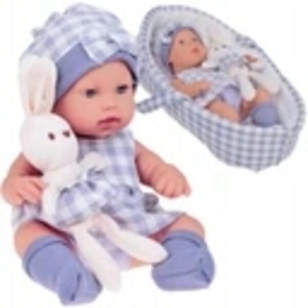 Bambolina neonata 32 cm con cappello grigio e vestitino Jokomisiada
