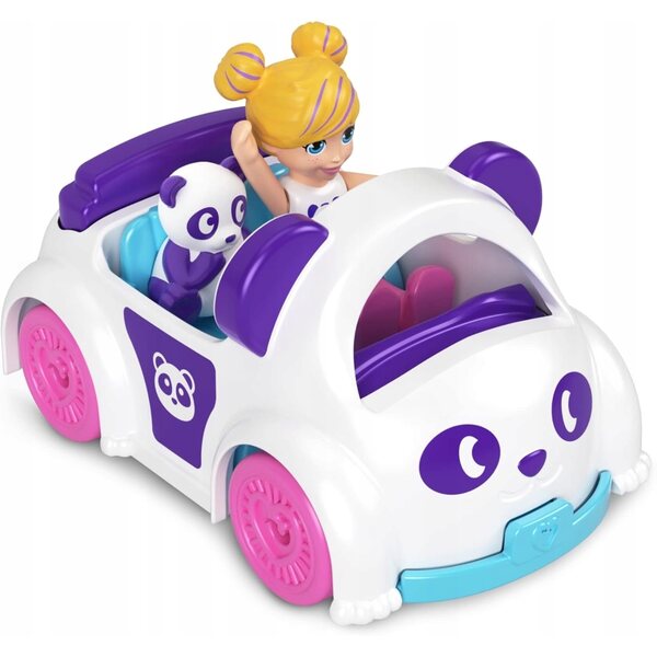 Polly Pocket Puppe mit Panda-Fahrzeug Mattel, Sammelspielzeug für Kinder
