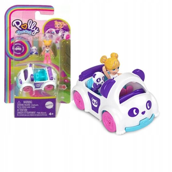 Polly Pocket bambola con veicolo panda Mattel, giocattolo collezionabile per bambini