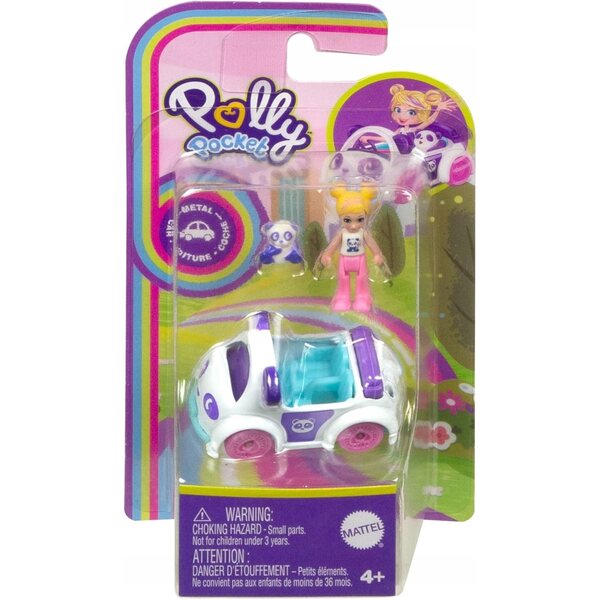 Polly Pocket bambola con veicolo panda Mattel, giocattolo collezionabile per bambini