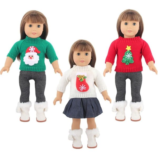 Kleidung für 18-Zoll-amerikanische Puppen – 2-teiliges Winterset mit Pullover und Leggings