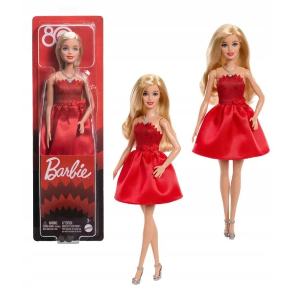 Barbie da Collezione in Elegante Abito Rosso per 80° Anniversario Mattel