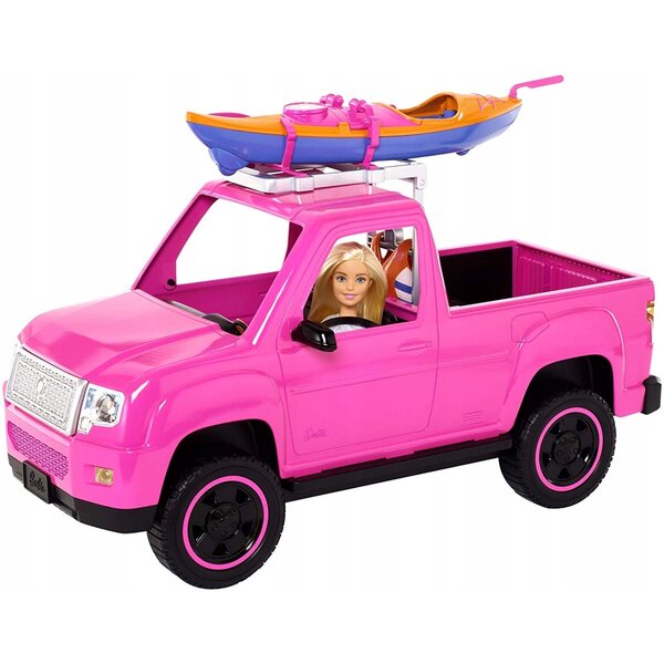 Barbie Mega Set Campingspaß mit Pickup, Kajak und Zubehör für Outdoor-Abenteuer