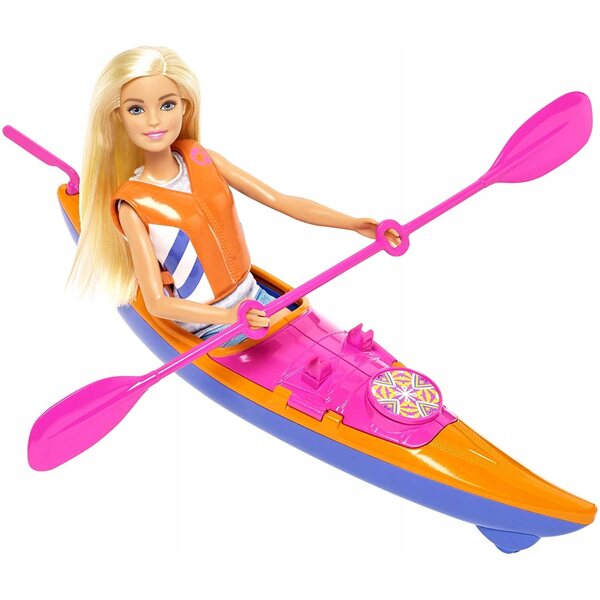 Barbie Mega Set Campingspaß mit Pickup, Kajak und Zubehör für Outdoor-Abenteuer