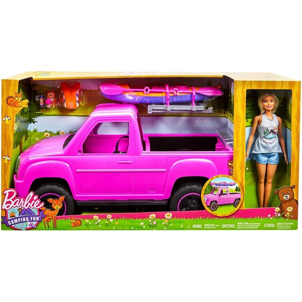 Barbie Mega Set Campingspaß mit Pickup, Kajak und Zubehör für Outdoor-Abenteuer
