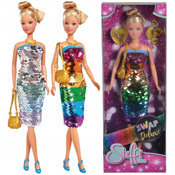 Steffi Swap Deluxe Simba-Puppe mit Paillettenkleid und Accessoires