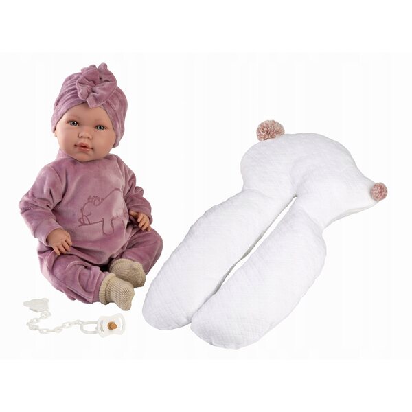 Bambola Llorens ABRIL piangente 42 cm in materiali naturali, fatta a mano