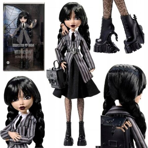 Wednesday Addams Monster High кукла с раница и оригинална фигурка Thing 30 см