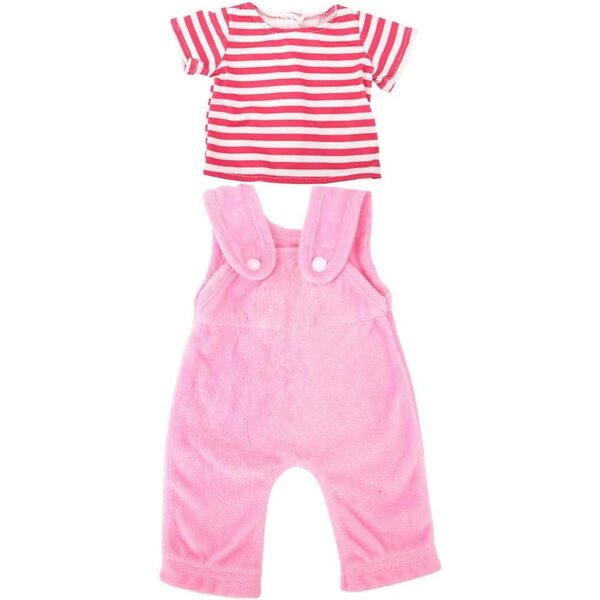 18-Zoll-Puppenkleidungsset – Gestreiftes T-Shirt und rosa Overall, 2-teilig