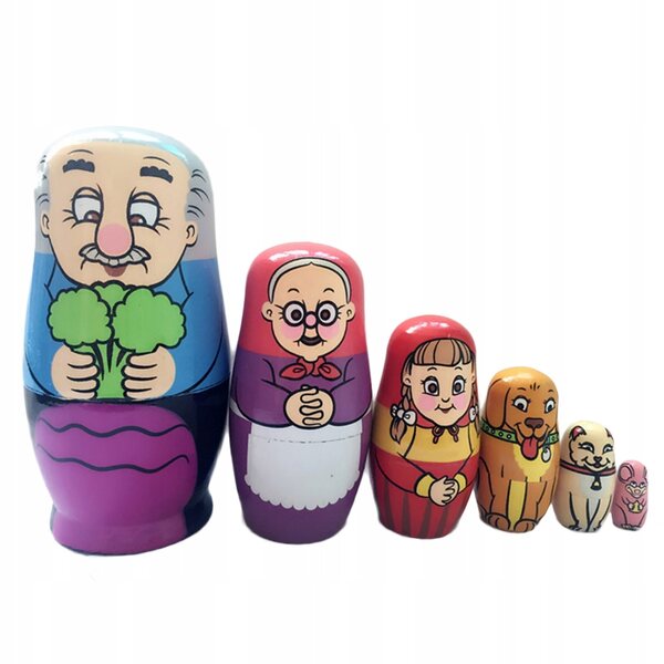 Dekoratives und funktionelles Matroschka-Set aus Holz mit 6 Teilen für Kinder und Sammler
