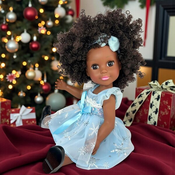 Afro-spanische Puppe 40 cm mit lockigem Haar und Melodie – perfekt für Kinder