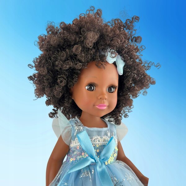 Afro-spanische Puppe 40 cm mit lockigem Haar und Melodie – perfekt für Kinder