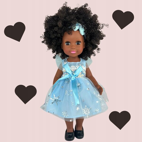 Afro-spanische Puppe 40 cm mit lockigem Haar und Melodie – perfekt für Kinder