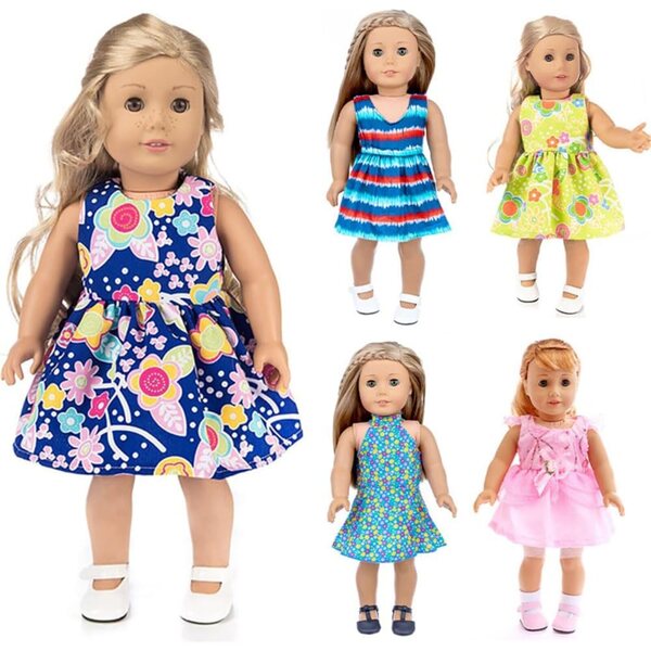 Blumenrockkleid für 18 Zoll amerikanische Puppen – Kleidung 43–46 cm