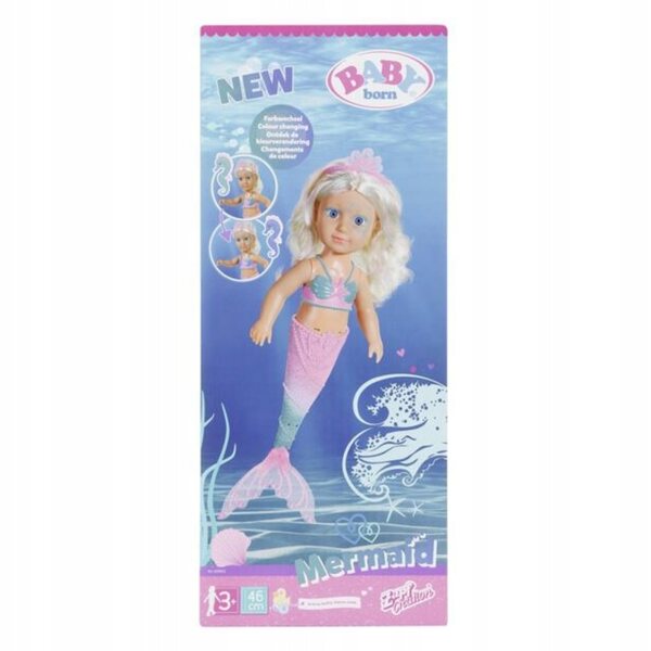 Bambola BABY born Syrenka 46 cm con cambio colore abbigliamento acqua fredda