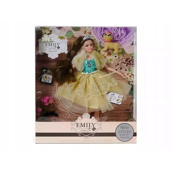 Bambola Emily in abito da sera con cagnolino 29 cm Adar per bambini 3+