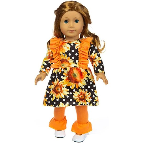 18-Zoll-Puppenkleidung mit Blumen und Schmetterlingen, 2er-Set Orange
