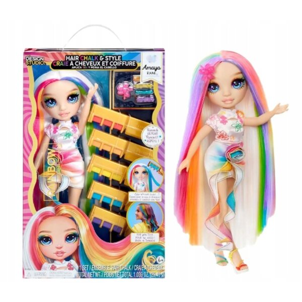 Rainbow High Amaya: bambola moda con capelli lunghi e gessetti colorati lavabili