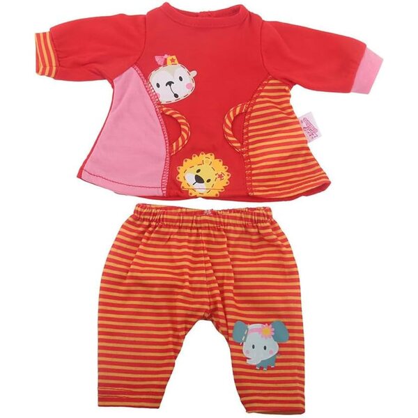 Kleidung für 18-Zoll-Puppen – 2-teiliges Set aus gestreiftem Oberteil und Hose mit Tiermuster